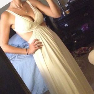 BCBG cream strappy backless dress.